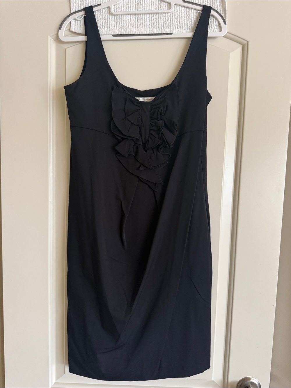 Diane Von Furstenberg Black Ruffle-Front Midi Dress